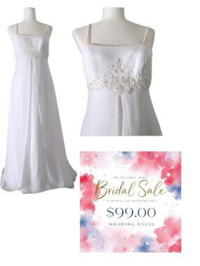 David's Bridal St Tropez Minimalist Beach Wedding Dress Size 10 and  54" Long